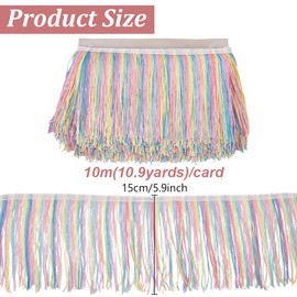 MAYJOYDIY 10m Rainbow Tassel Fringe Trim 150mm Colorful Polyester Tassel Lace Trim Chainette Fringe Trim Tassel Sewing Trim for DIY Craft Lamp Shade Clothing and Dress Decoration
