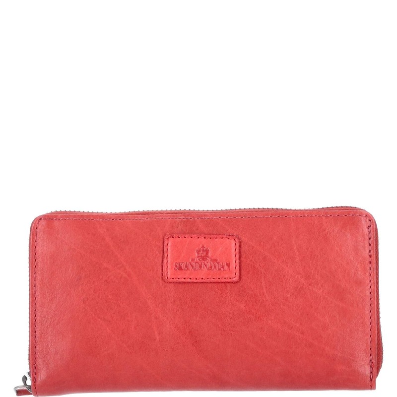 The Skandinavian Brand Lady Zip Wallet Washed Leather Red, red,