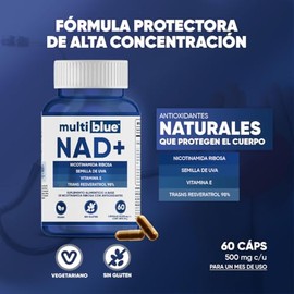 NAD+ con NAD Resveratrol 98%, Vitamina E y Semilla de Uva | Trans Resveratrol 98% y Nicotinamida Ribosa de Alta Concentración | Sin Gluten Vegano Keto