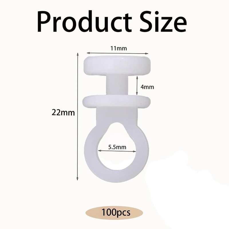 RXKFIGX 100 Pcs Curtain Hooks Gliders Rollers White Curtain Hooks