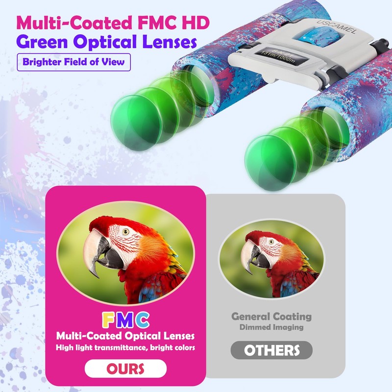 USCAMEL Binoculars for Kids, 8×21 Small Binoculars Adults, Waterproof Compact