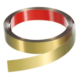 HARFINGTON 16.4ft x 0.98" Wall Trim Peel and Stick Molding Trim Frame, Self Adhesive Stainless Steel Brushed Finish Metal Strip for Wall Ceiling Floor Cabinet Tile Edge, Golden