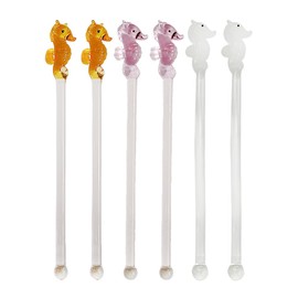 Seahorse Stirring Stick haowei 6Pcs Seahorse Swizzle Sticks Glass Stir Sticks Cocktail Stirring Rods Fun Swizzle Sticks Cocktail Stirring Stick Mixer for Coffee (mixed color seahorse)