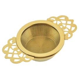 HAFRILY Tea Strainers for Loose Tea with Bowl Stainless Steel Loose Leaf Tea Filter with Double Winged Handles for Teapots Mugs Cups and Tea Set Gold