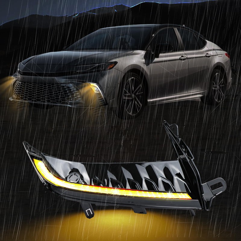 BINQIGOO LED Daytime Running Light Front Bumper Fog Light, Switchback