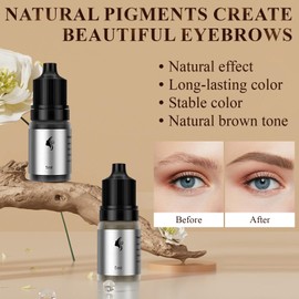 Eyebrow Tattoo, Eyebrow Dyeing, Eyebrow with Tattoo Cups, Microblading Colour, Natural and Durable, 2 Colours to Choose From, Suitable for Eyebrow Tattoo Professionals and Enthusiasts