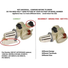 GSPUSA 461970228511 461970228512, 461970228513 CKD228513X compatible with GE, Hotpoint Washer Drain Pump Assembly fits old # 280187, 461970228511, 461970228513-GV