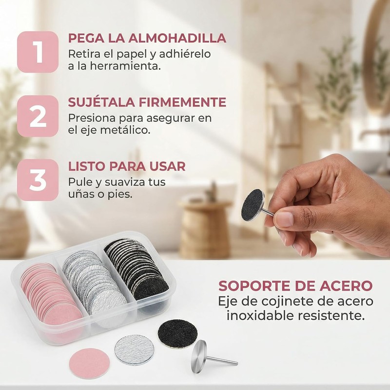 60 Discos de Lija para Taladro de U?as, 80/120/240# Grit