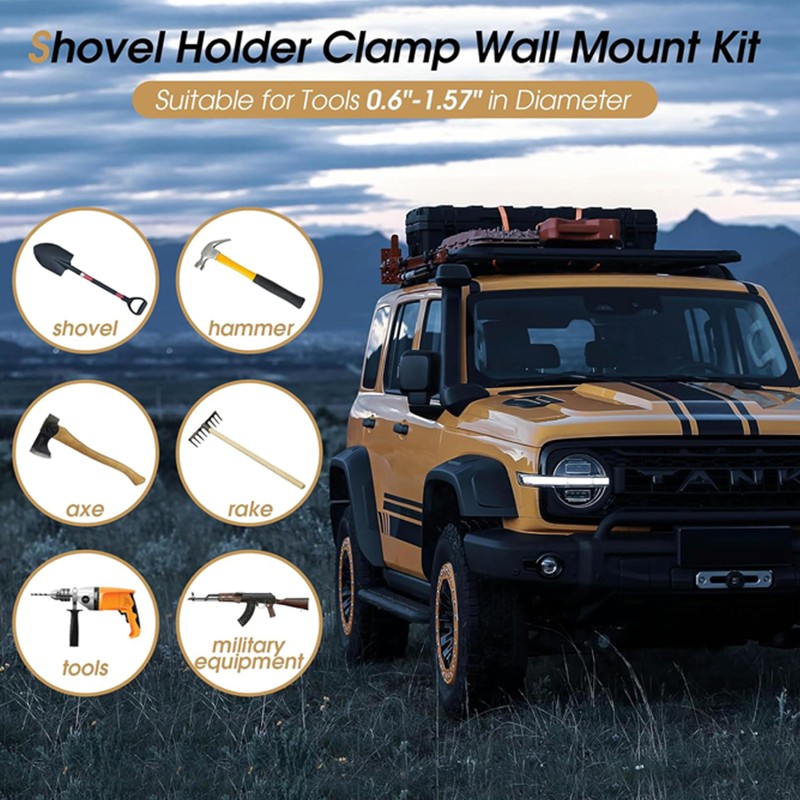 6 Pcs Shovel Mount for Roof Rack,Metal Rubber Shovel Holder