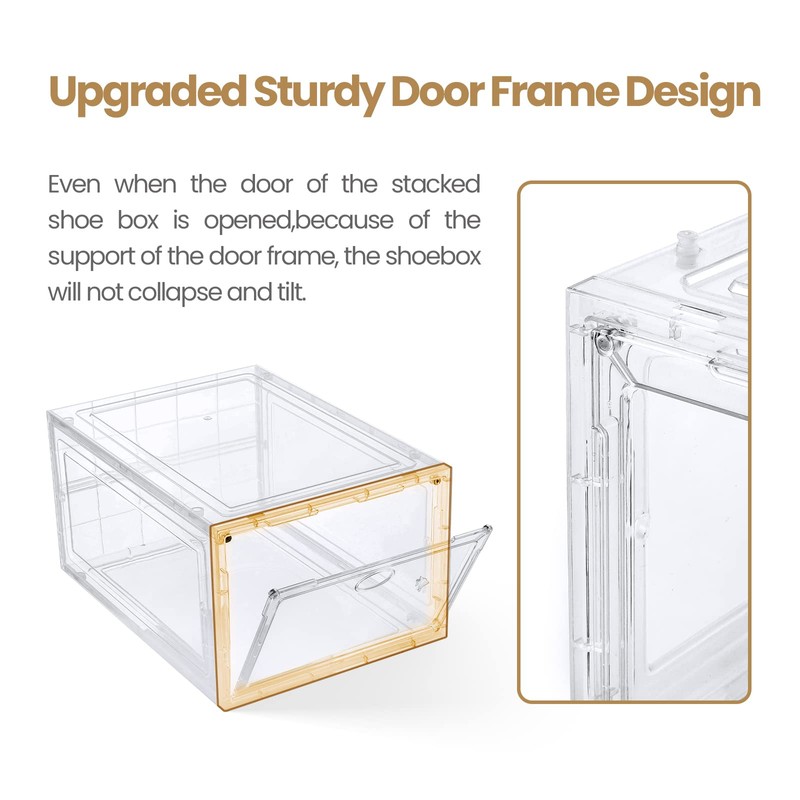 Amllas 12 Pack Clear Shoe Boxes Stackable,Shoe Storage Boxes for