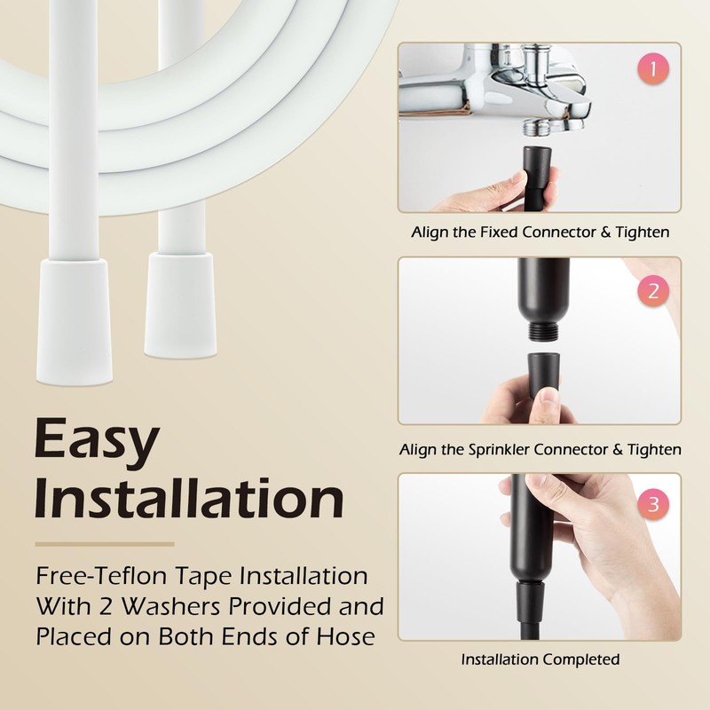 59 Inches Silicone Shower Hoses Replacement, Anti-Kink Designed Handheld Shower