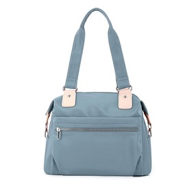 JIANLINST Women's Tote Bag with Zipper Large Capacity Multi-pocket Shoulder Handbags for Ladies Casual Shopping Work Bag Light blue