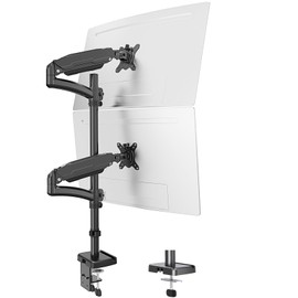 MOUNT PRO Vertical Dual Monitor Mount, Stacked Monitor Stand for 2 Computer Screens up to 32 inches, Fully Adjustable Gas Spring Display Desk Mount, Each Arm Holds up to 17.6lbs, VESA Mount