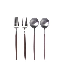 Cutipol GOA Brown Dessert Set of 4 Dessert Forks, Dessert Spoons, 2 Each