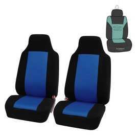 FH Group Blue High Back Cloth Car Seat Covers - Universal Fit Front Seats, Polyester, Waterproof, Washer Friendly, for Cars, Trucks, SUVs