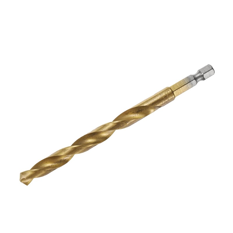 sourcing map 1/4" Hex Shank Twist Drill Bits 8mm Titanium