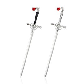 Hair Stick Pin, 2 Pack Chinese Hair Pin, Teardrop Pendant Sturdy Metal Hairstick, Viking Hairs Accessories Vintage Gothic Sword Style, Daily Wear for Women & Girls, (2 Colors)