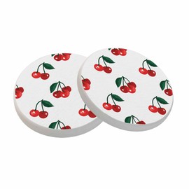 oFloral Red Cherry Coasters for Drinks Fruit Tropical Sweet Berry Cups Place Mats for Home Decor Set of 2, 4 Inch