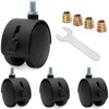 4 Pcs 2 Inch Nylon Caster Wheels with Brake, Black