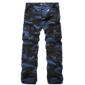 BOJIN Men's Cargo Pants Casual Military Army Camo Relaxed Fit Cotton Combat Camouflage Cargo Work Pants with 8 Pockets - CK031 Camo Blue 34