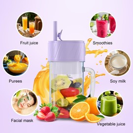 Mini Portable Blender, 400 ml Mini Smoothies Mixer with 6 Blades for Smoothies and Smoothies Electric Personal Blender for Office and Gym, Travel