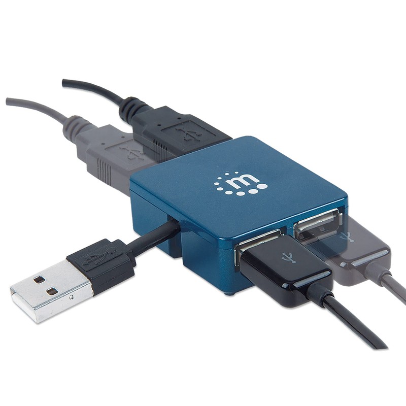 Manhattan 160605 Hub USB, 4 Puertos USB 2.0/1.1, Color Negro