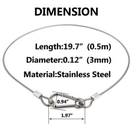 Stainless Steel Safety Cable Lock,Security Steel Cable Heavy Duty Cable Wire with Carabiner Lock Flexible Cable for Luggage Lock Hanging Light Plants Picture
