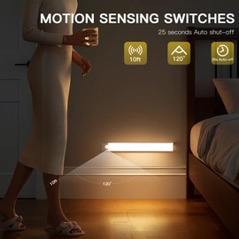 tlinkosta Under Cabinet Lighting, 4-Piece LED Rechargeable Indoor Motion Sensor Light with 3 Color Temperatures and Dimmable Brightness, Magnetic Wireless Closet Light for Closets, Stairs (8 inches)