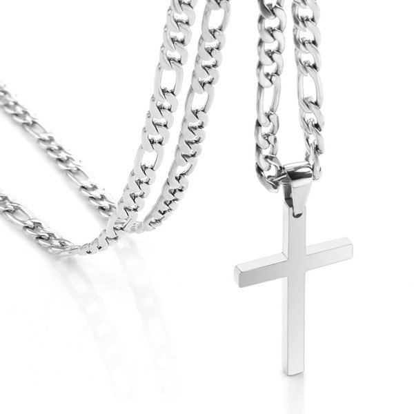 OUMI Cross Necklace for Men Women- Stainless Steel Pendant with