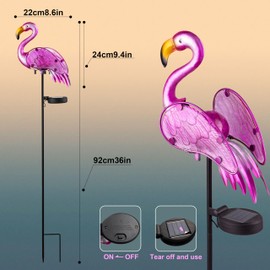 Garden Solar Lights,Pink Flamingos for Yard Art Decor,Solar Metal Flamingo Lights Outdoor,Solar Powered Statues for Yard and Garden,Flamingo Gifts for Women
