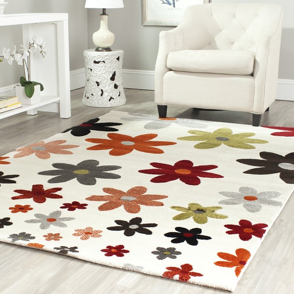 SAFAVIEH Porcello Collection PRL3703A Floral Non-Shedding Living Room Bedroom Area Rug, 2'7" x 5', Ivory / Multi