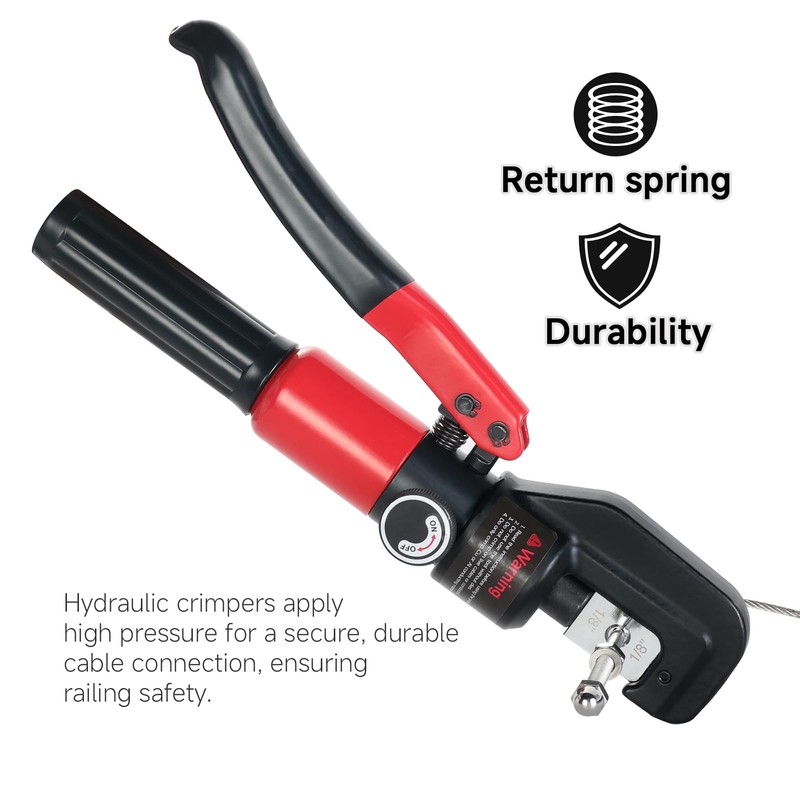 ZUVER Hydraulic Lug Crimping Tool 10 US Ton with Wire