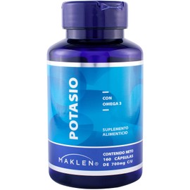 Maklen Citrato de Potasio con Omega 3 - Keto, Mineral y Electrolito Esencial,Bienestar Muscular - 160 Capsulas de 700 mg
