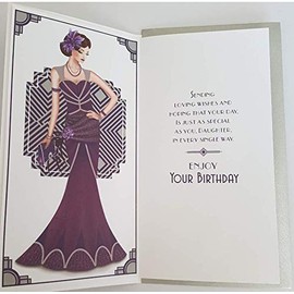 Art Deco Lady - Daughter - Glittered Slim Birthday Card