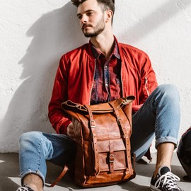 BERLINER BAGS Vintage Genuine Leather Backpack Leeds, Travel Backpack, Laptop Backpack for Women and Men - Brown