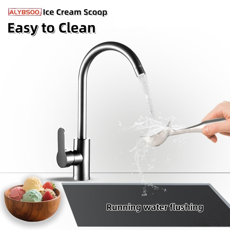 Stainless Steel Ice Cream Scoop, Ergonomic Comfort Handle, Dishwasher Safe,