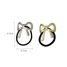2Pcs Bow Hair Ties Metal Bow Ponytail Holder Metal Ponytail Hairbands Bow Ponytail Holder Hair Ties Hair Accessories for Women Girls (Gold+Silver)