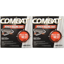Combat Roach Killing Bait, Large Roach Bait Station, 8 Count (2 Pack)