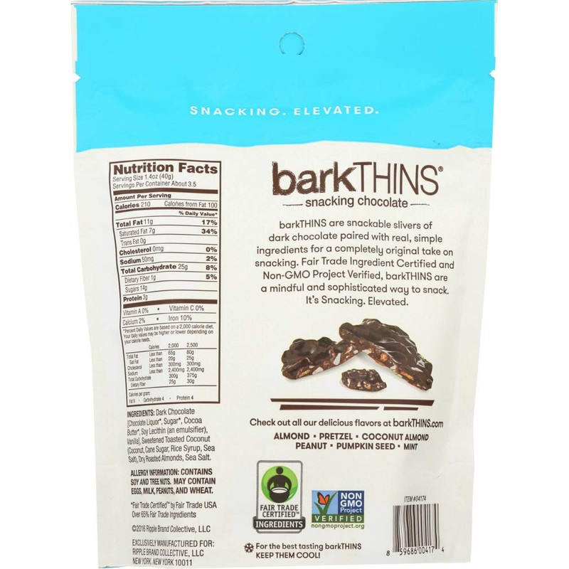 barkTHINS - Snacking Chocolates Dark Chocolate Toasted Coconut with Almonds