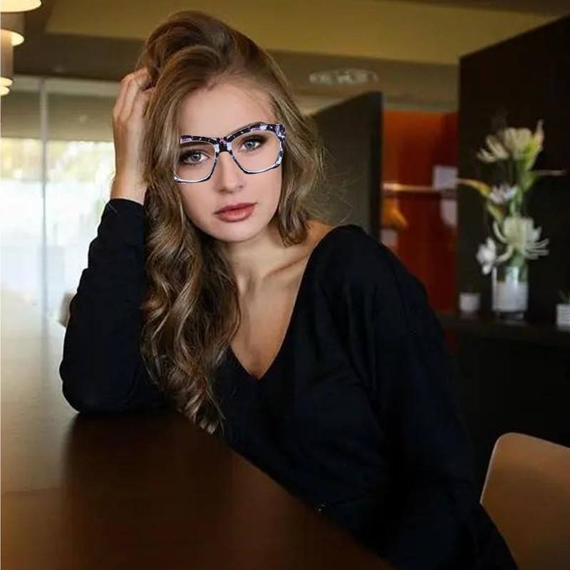 Viseng 3 Pack Oversized Frame Design Women's Reading Glasses, Blue