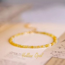 Unbranded Natural Yellow Opal Gemstone Beads Healing Anxiety Relief Women Dainty Bracelet