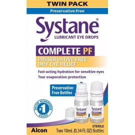 Systane ALCON SYSTANE - COMPLETE PF PRESERVATIVE FREE - TWIN PACK - 2 X 10ML EXP. 8/2026