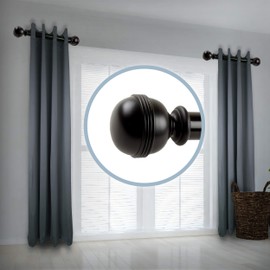 A&F Rod Decor - Pommel 1.5" Side Curtain Rod 12-20 inch (Set of 2) - Black