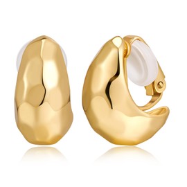 LILIE&WHITE Women's Clip-On Earrings, Gold, Hypoallergenic, Nickel-Free, Non-fading, Comfortable and Elegant Design without Pierced Ears, Gift Idea for Birthday, Copper