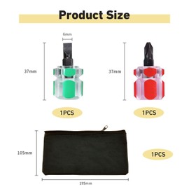 2 screwdrivers with short handle and 1 storage bag, mini screwdriver, Phillips screwdriver, slotted screwdriver