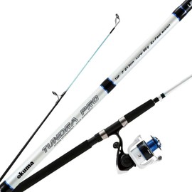Okuma TXP-1002-80 Tundra Pro Spinning Combo, 80, 10' Length 2pc, 20-40 lb Line Rate, Medium/Heavy Power, Ambidextrous White