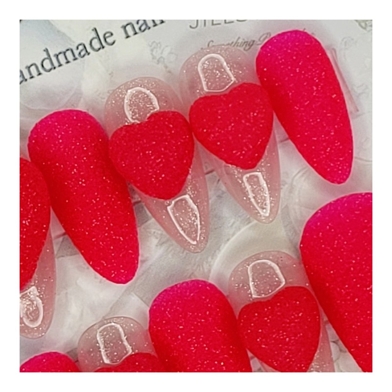 Hot Pink Sugar Handmade Nail Tips - Square S /