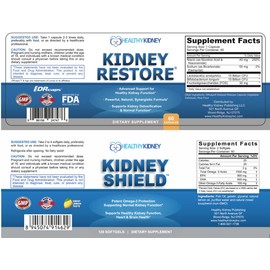 Kidney Restore & Kidney Shield 2-Pack Bundle for Kidney Cleanse, Support Kidney Function, Renal Health and More