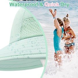 XIAOHAWANG Girls Sun Hat Baby Beach Hats Boys UPF 50+ Kids Summer Protection Cap Toddler Breathable Caps with Neck Flap (6-12Months,Light Green)