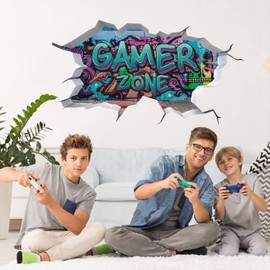 TOARTI 3D Game Wall Sticker, Wall Sticker for Children's Room Boys, Blue Purple Gamer Poster, Gaming Wall Picture for Bedroom, Wall Sticker Boy Teenager, Video Game Wall Sticker for Teenager's Room